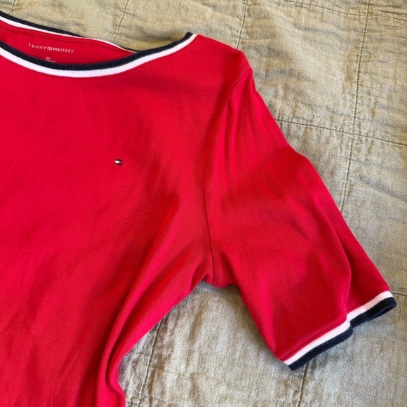 Tommy Hilfiger | women's large Red Short Sleeve Tee with white and navy trim - Picture 2 of 6